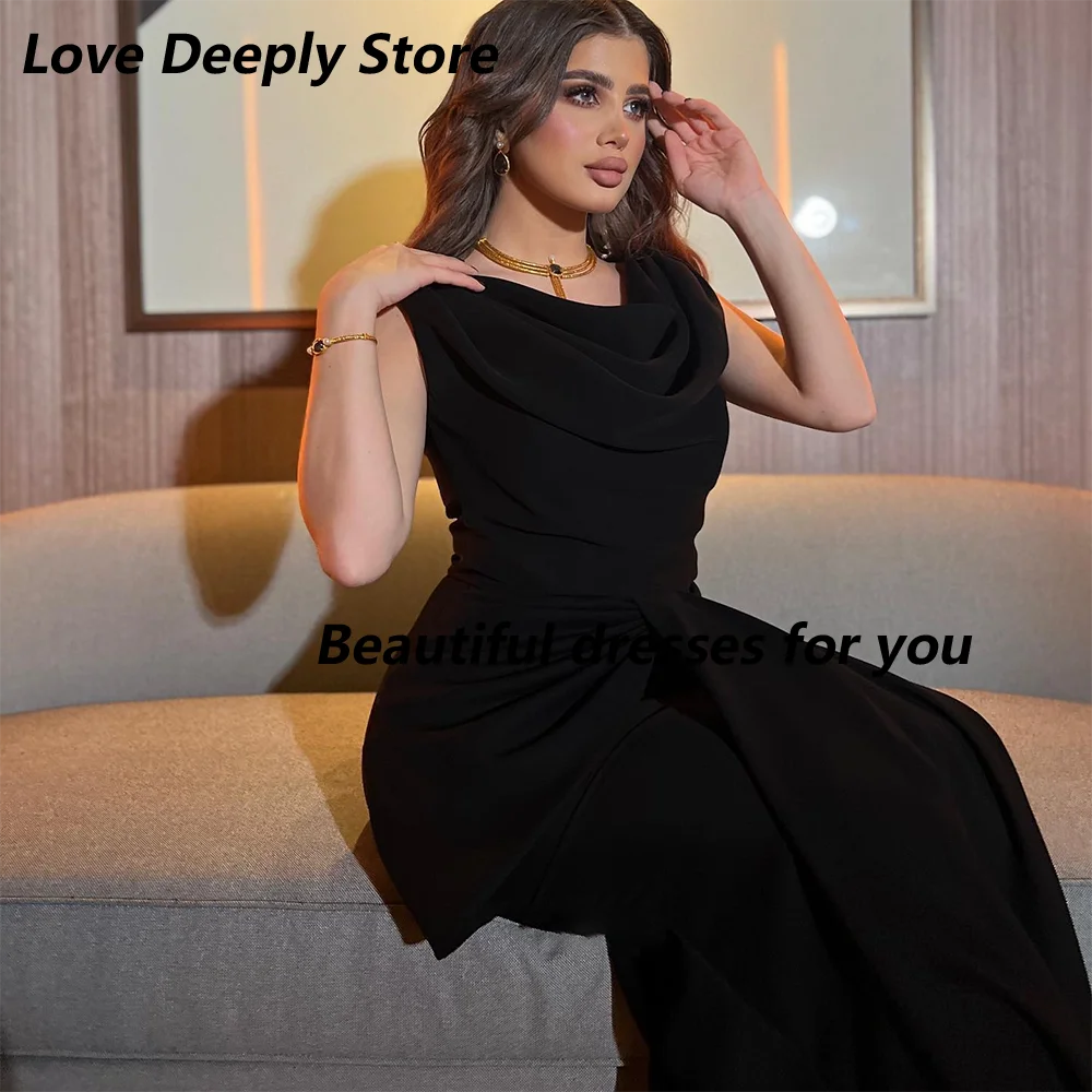 

Black Evening Dresses V-Neck Pleat Mermaid Evening Gowns for Women 2025 Sleeveless Ankle Length Formal Party Gown Customized