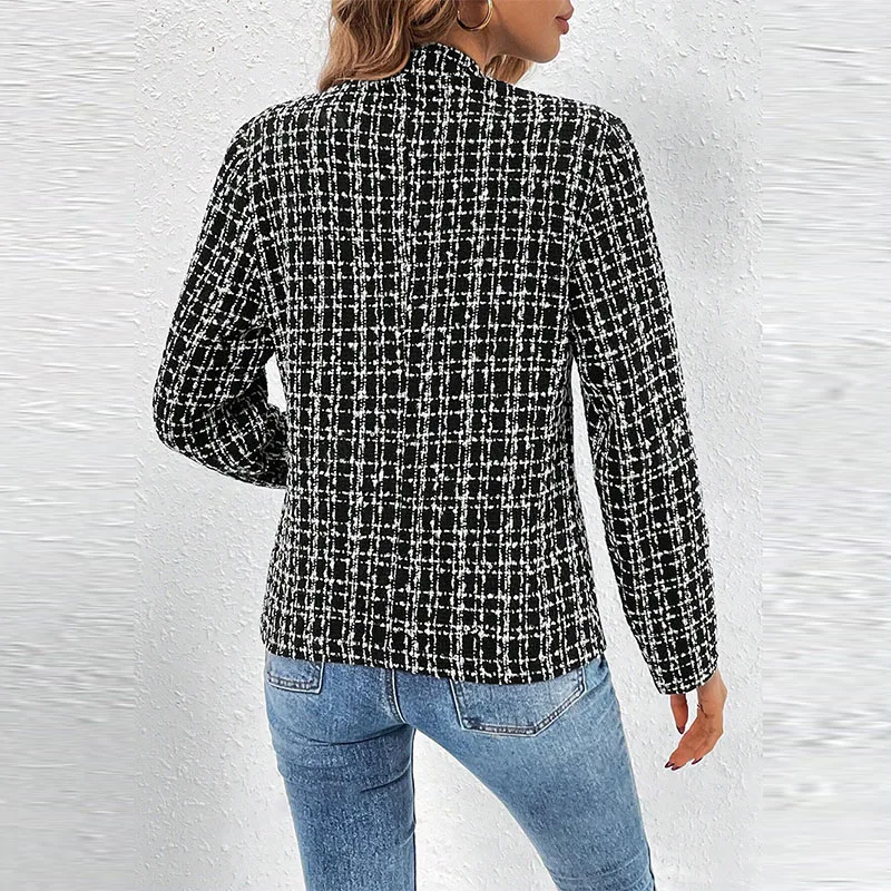 Autumn Casual Long Sleeve Blazer Jacket Women Fashion Plaid New In Coats Outerwears Blazers Femme Winter Clothes