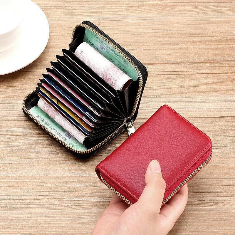 Anti-Magnetic Card Holder Wallet Large Capacity Driver License Small Size Multi-Card Position Unisex Zipper Bank Document