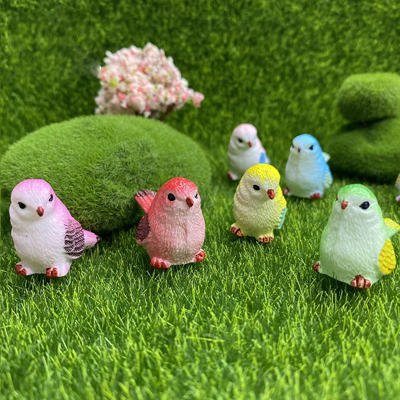 8 pezzi figurine in miniatura simulazione uccelli Mini figure fata giardino DollHome decorazione artigianato in resina accessori per regalo per bambini