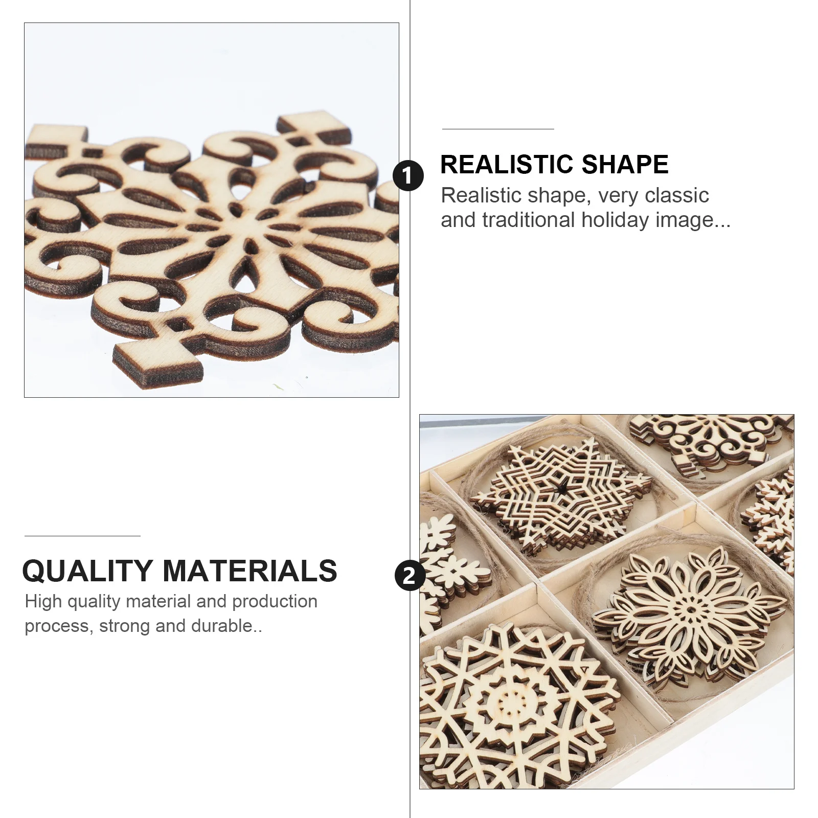 

1Box DIY Wooden Craft Beige Christmas Hanging Pieces Chic Tree Hanging Adorn for Xmas Themed Decors Celebration