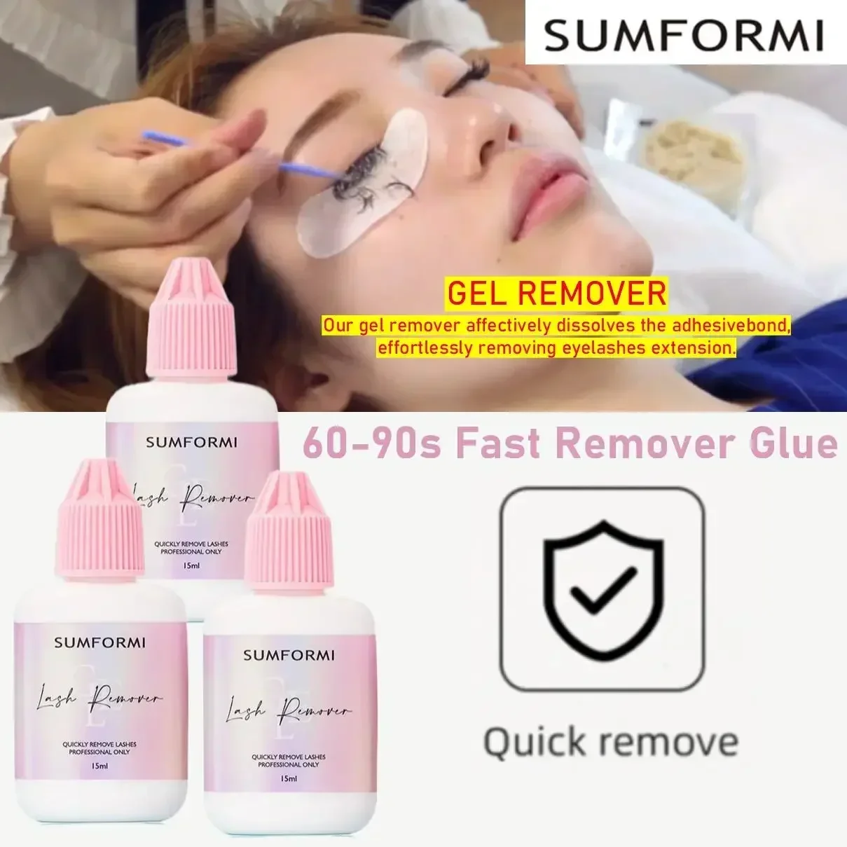 3pcs 15ml Eyelash Remover for Lash Extensions Gel Clean No Irritation Lash Adhesive Remover Removedor De Pestañas Pelo A Pelo