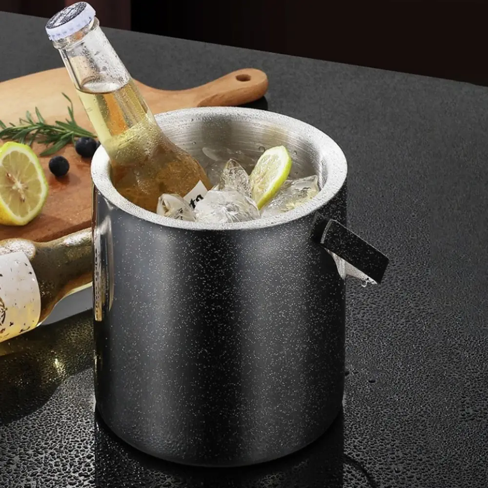 304 Stainless Steel Bar Insulated Ice Bucket with Ice Tong and Filter Mesh 3.0/1.3 L Bar Drink Cooler Long-lasting Effect