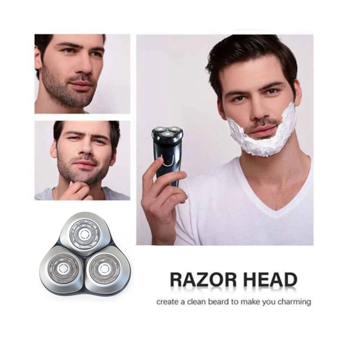 For S101 Electric Shavers Replace Blade Beard Trimmer Hair Shaving Replacement Head-Gray+Silver
