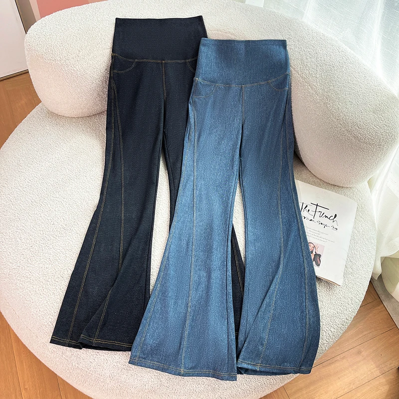

Cloud Soft High Waist Bell Bottom Denim Jeans Women's Slim Fit Tummy Control Butt Lifting Long Pants Spring 2025