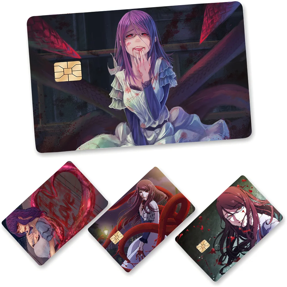 Tokyo Ghoul Kamishiro Rize Game Film Cover Sticker Case For Small Chip Credit Debit Card Front Side