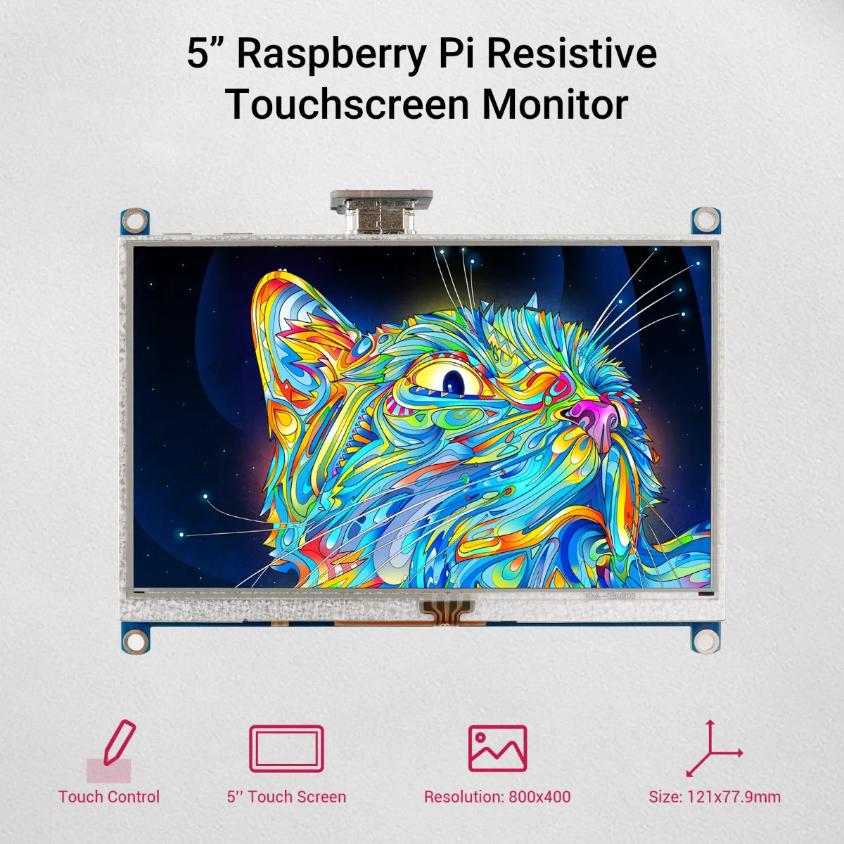 

For Raspberry Pi Zero/Zero 2W 5 Inch Touch Screen RR050P 800x480 TFT Display ILI6122+ILI5960 Driver IC for DIY Projects