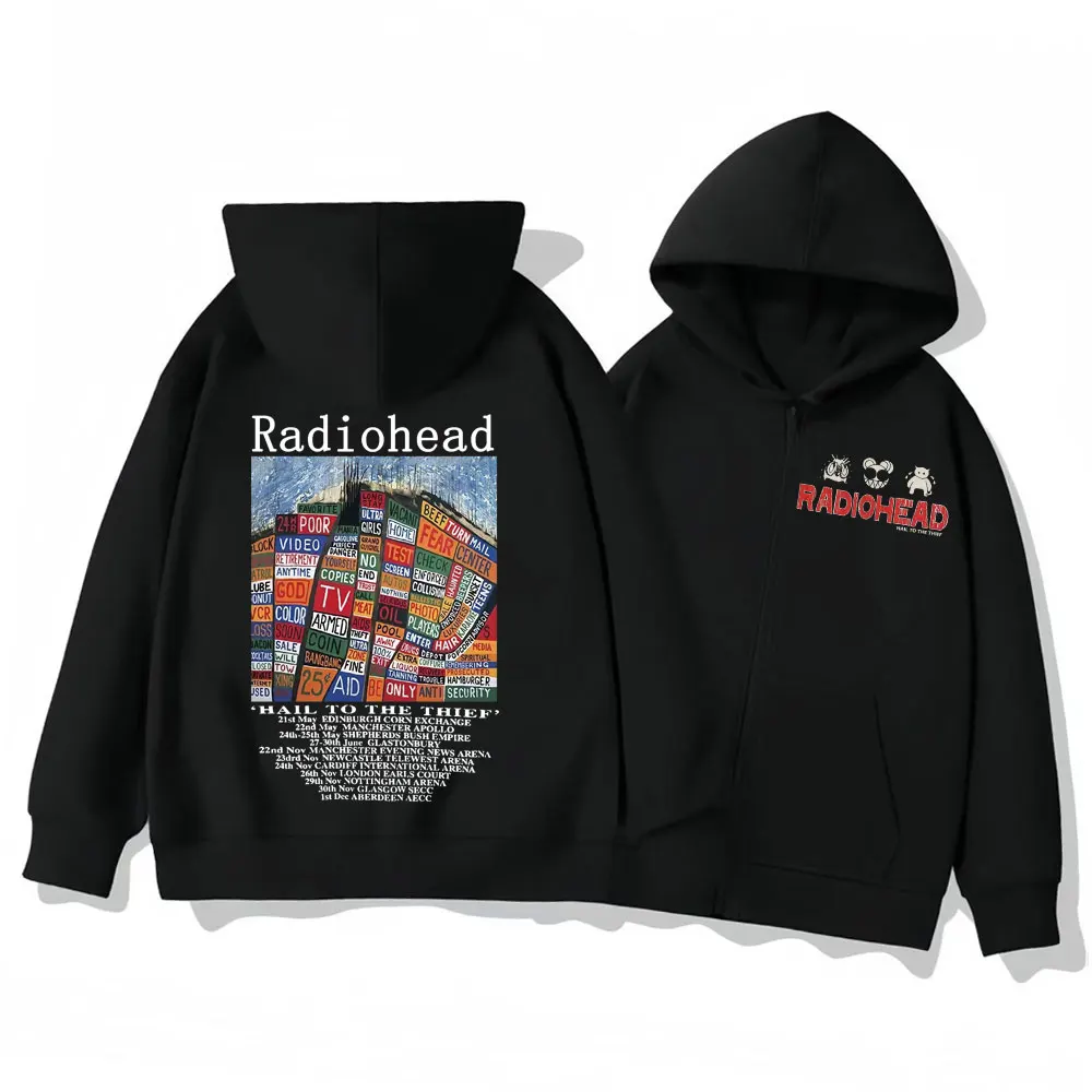 

Rock Band Radiohead Hail To The Thief Album Graphic Hoodie Fashion Vintage Hooded Sweatshirts Men Women Casual Loose Pullovers