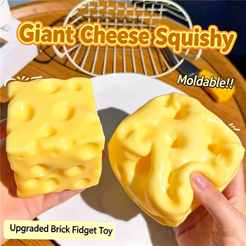 Simulation Cheese Pudding Peanut Stress Ball Squishy Toy ASMR Crispy Squeeze Sound Anxiety Relief Decompression Adults Desk Toy