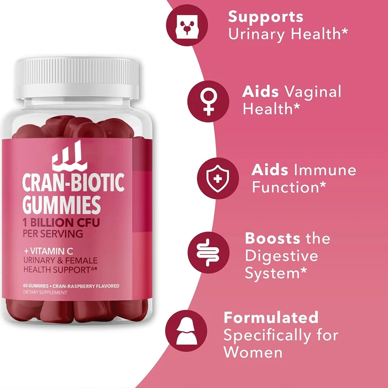 Ladies cranberry gummies | Urinary tract health gummies with probiotics containing 1 billion CFU