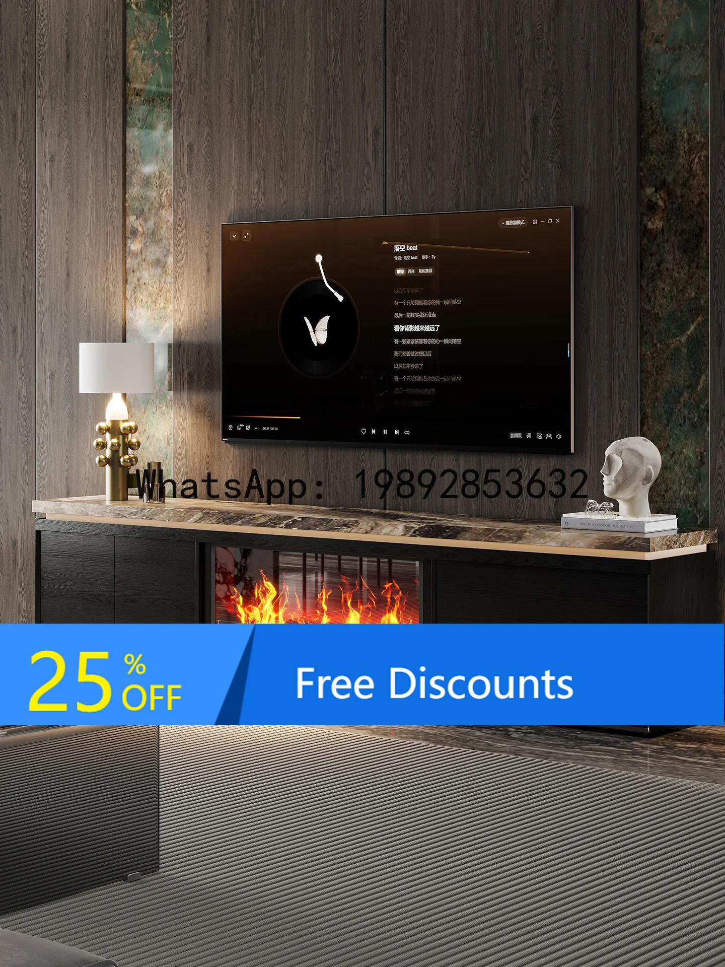 

YFY Italian Minimalist Fireplace TV Cabinet Decorative Cabinet Light Luxury High-End Floor-Standing Living Room New Model