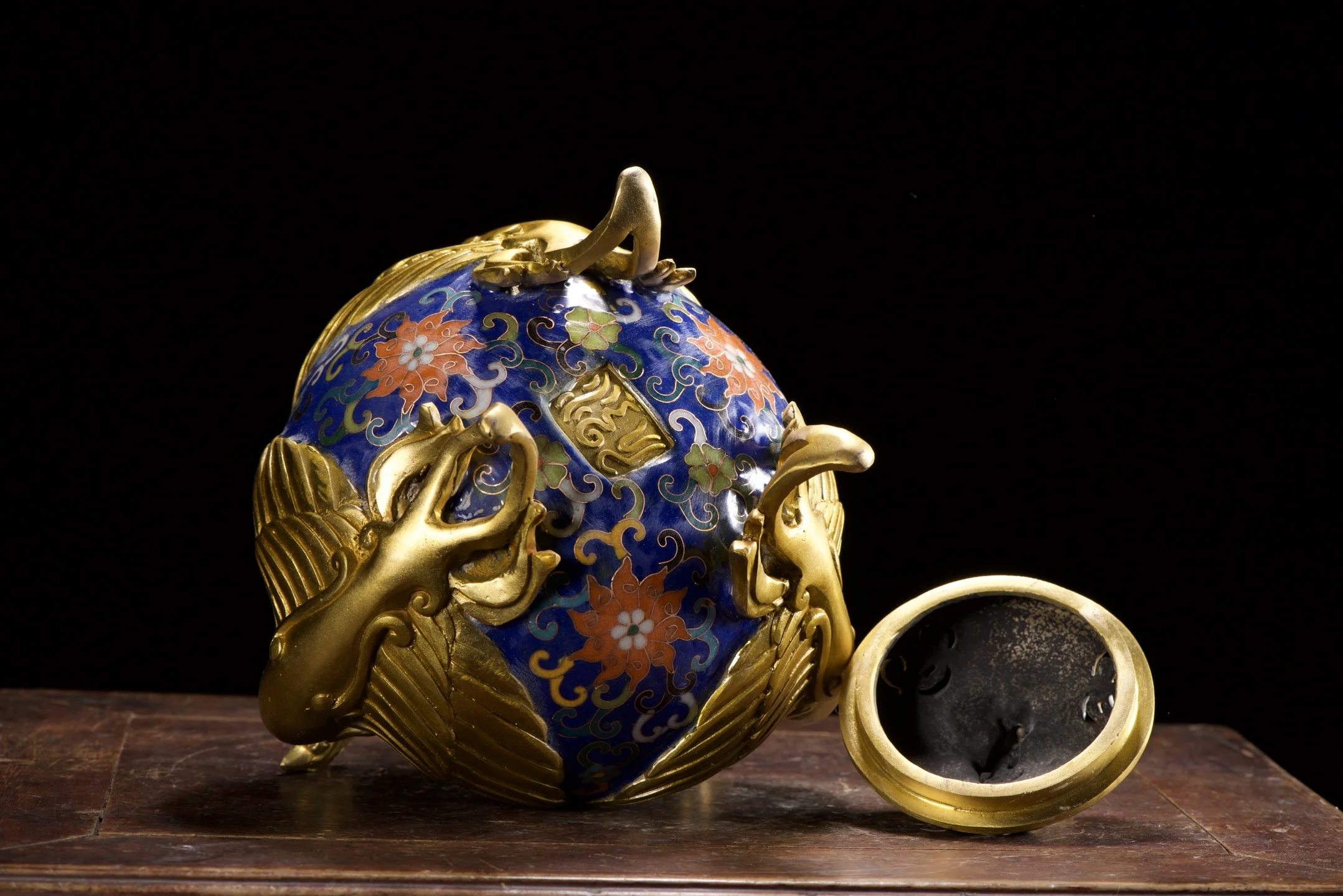 Old Bronze Cloisonn Enamel Deer statue cover Phoenix Statue surround incense burner mythical beast Amass wealth Ornaments