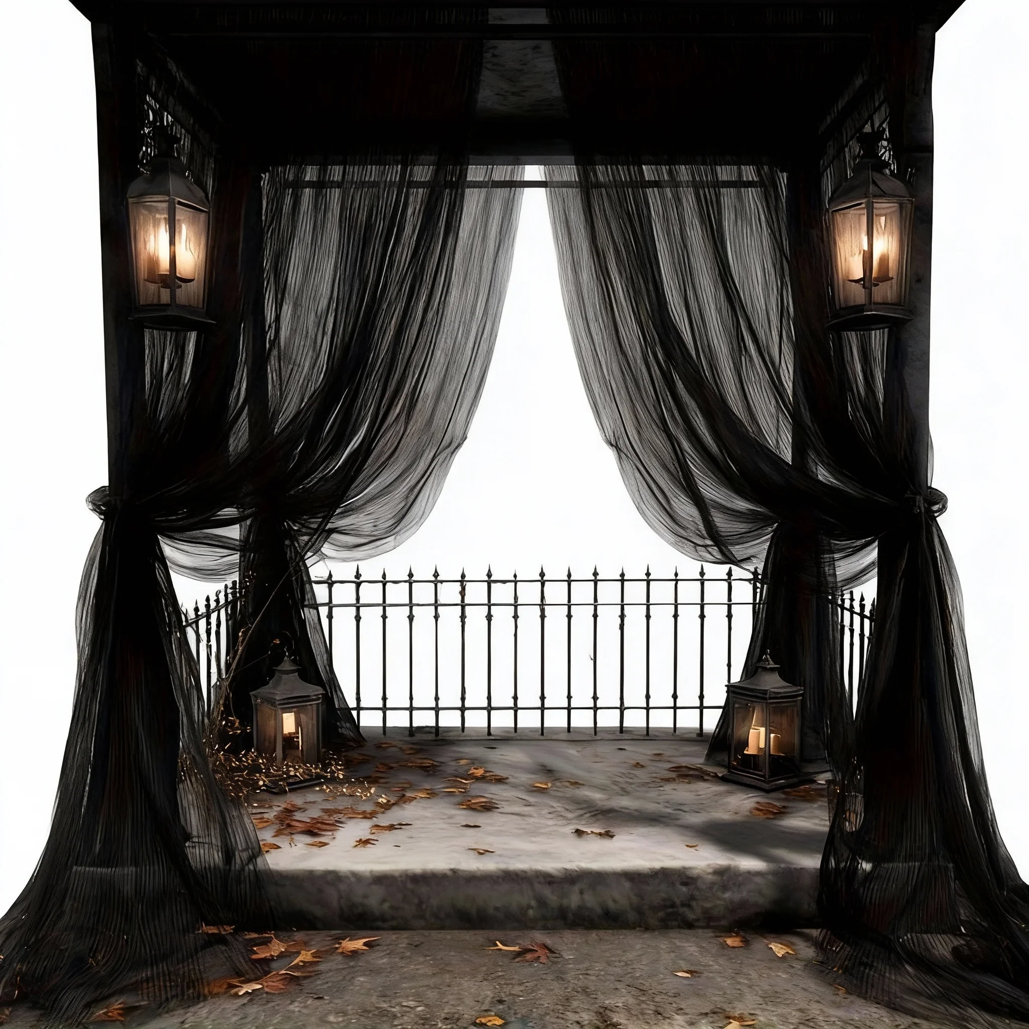 Großer schwarzer transparenter Tüll - Halloween Grusel-Party-Deko, eleganter Türvorhang, Wand- und Tischdekoration