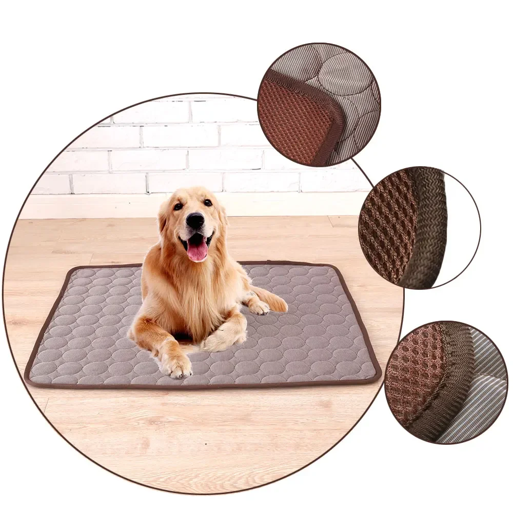 

Summer Cooling Pet Mat Pad Mat Kitten Cat Blanket Sofa Breathable Pet Dog Bed Ice Silk Cold Nest Pad PuppySleeping Rest Supplies