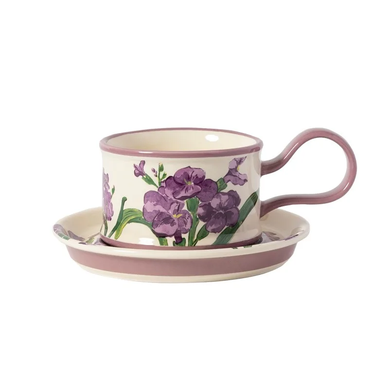 For Ceramic Cup, Couple Coffee Cup and Saucer, Light Luxury High-value Ceramic Coffee Cup with Spoon