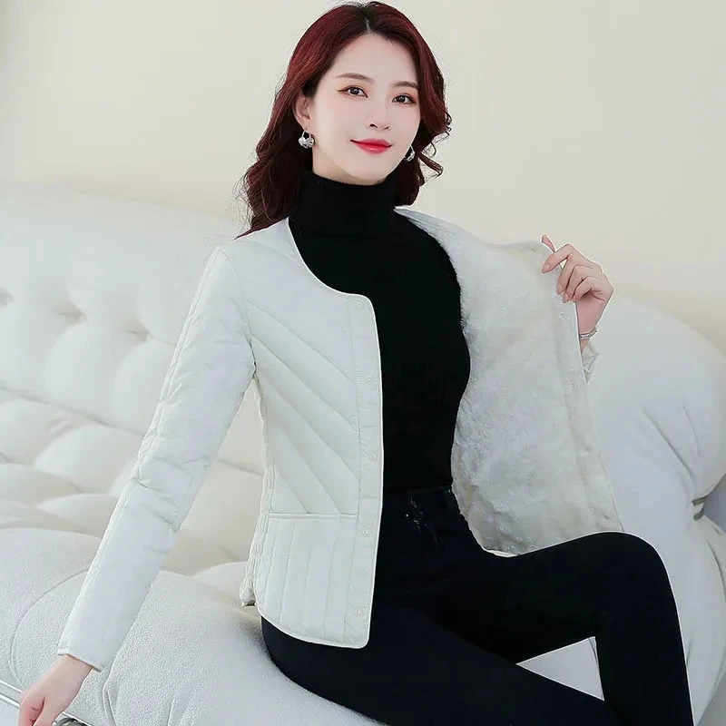 

Women's Thickened Warm Long Sleeve Cotton-Padded Jacket Liner Household Clothes Velvet Integrated Coat