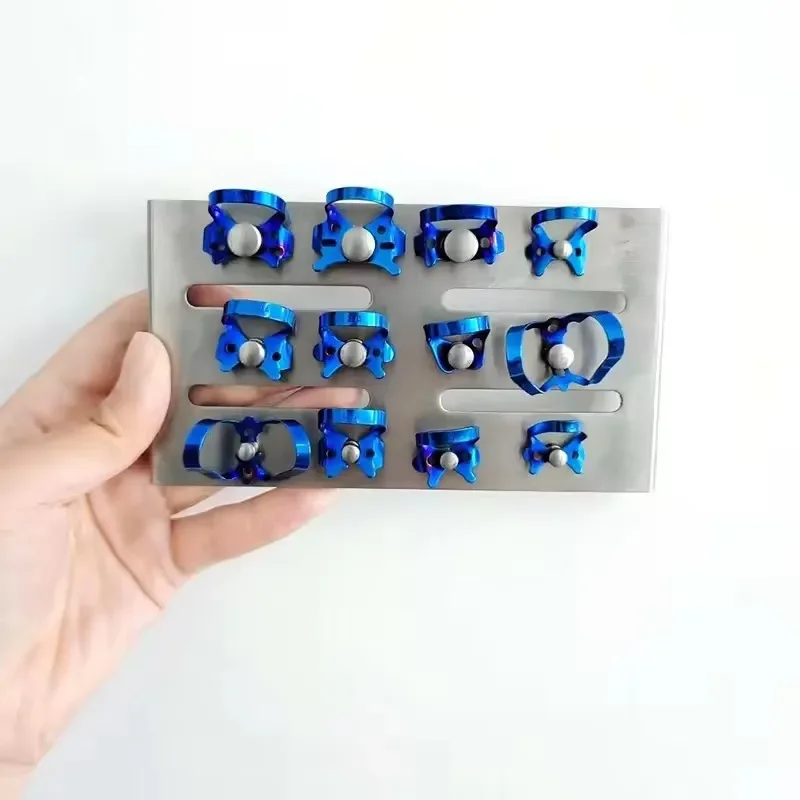 Dental Oral Rubber Molar Clamp Punch Plate 12pcs Can Be Autoclaved Segmented Matrix System Nickel Clamp Ring