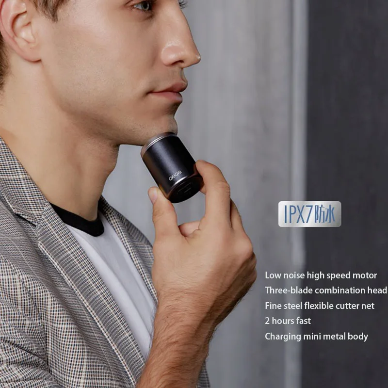 Mini barbeador elétrico masculino portátil navalha de corpo inteiro lavável recarregável faca de barba à prova d'água