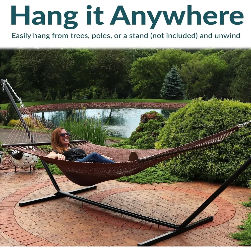 أرجوحة مزدوجة من حبل البوليستر الناعم للخارج - أرجوحة كبيرة جدًا بسعة وزن 600 رطل - موكا #4