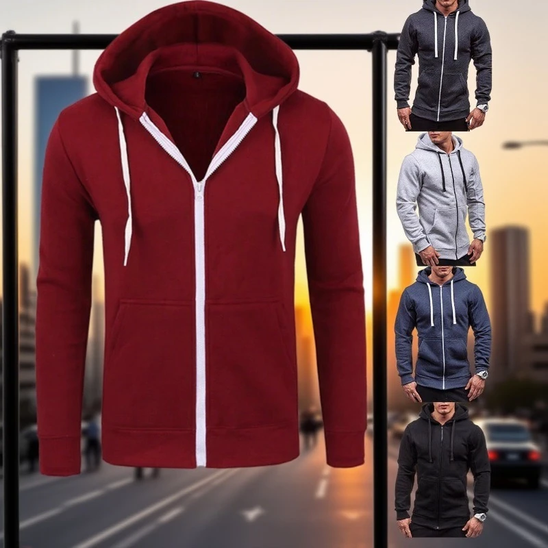 

Men's Sportswear Hoodie Zip Up Fleece Jacket Long Sleeve Casual Sweatshirt for Gym Outdoor 2025 Spring Fall