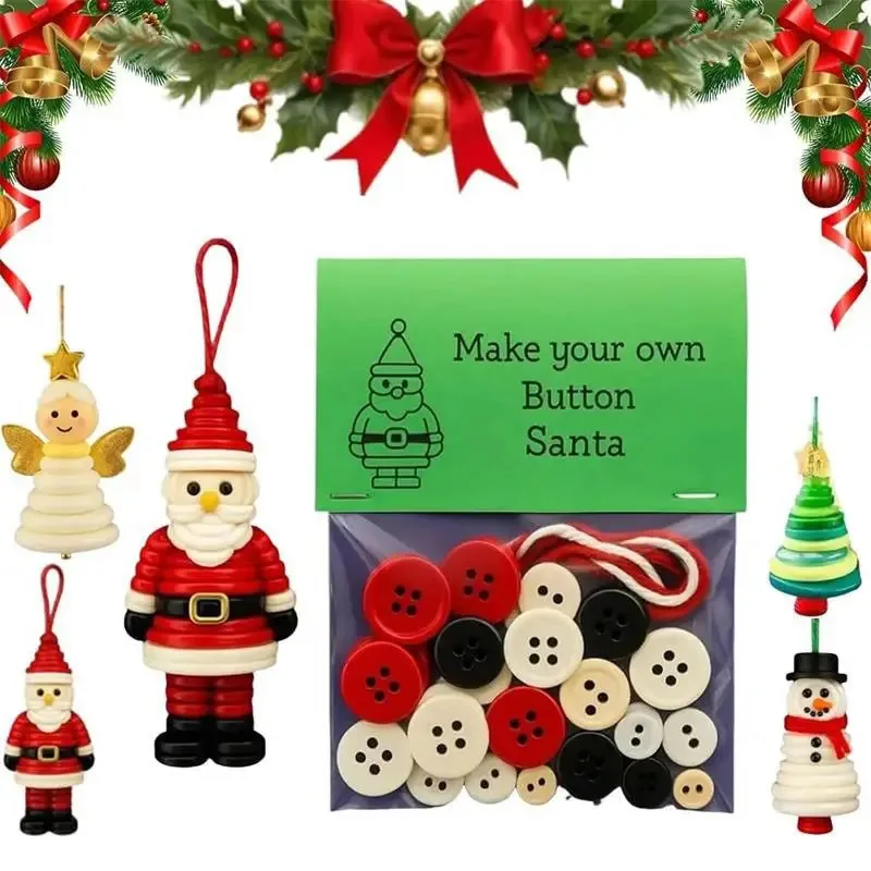 

Fun DIY Christmas Button Craft Kit - Snowman & Santa Ornament Making Set