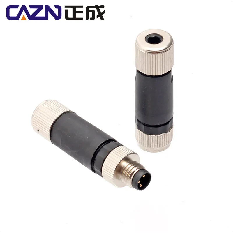 M8 Straight Male Female 3 4 5 6 8 Pins Cable Assembly Connector Plastic  A B D Coded IP67 Waterproof Sensor Connector