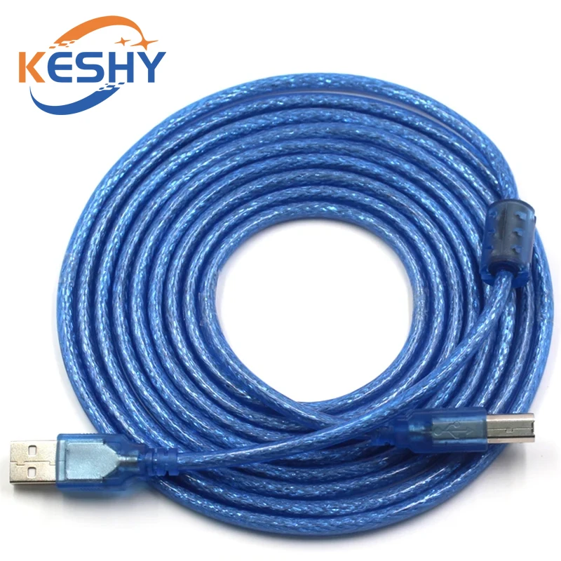 USB 2.0 Printerkabel Type A Male naar Type B Male Dubbele afscherming Hoge snelheid Transparant Blauw Datakabel 150CM 300CM 500CM
