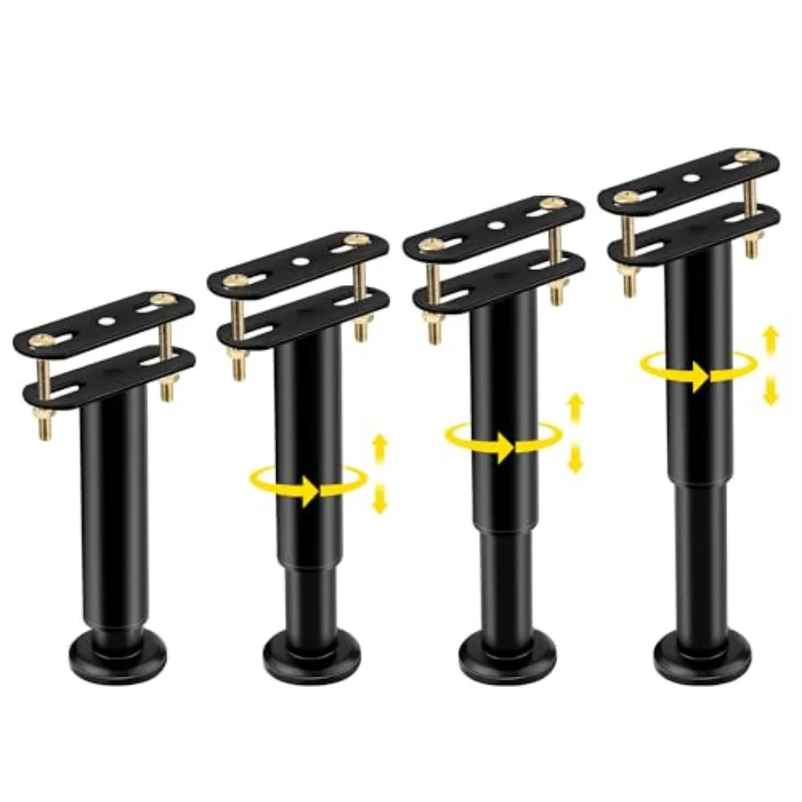 

4 Pcs Adjustable Height Bed Support Legs [with Screws] 10-17inch, Metal Heavy Duty Bed Replacement Legs Bed Slats Support Legs