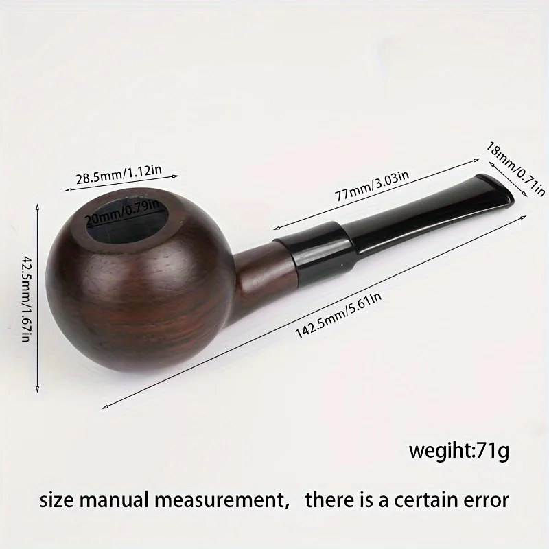 New Natural Ebony Wood Straight Wooden Tobacco Pipe Smoking Pipe Apple Pipe 9mm Filter Smoker Gift For Father Boyfriend Smoking