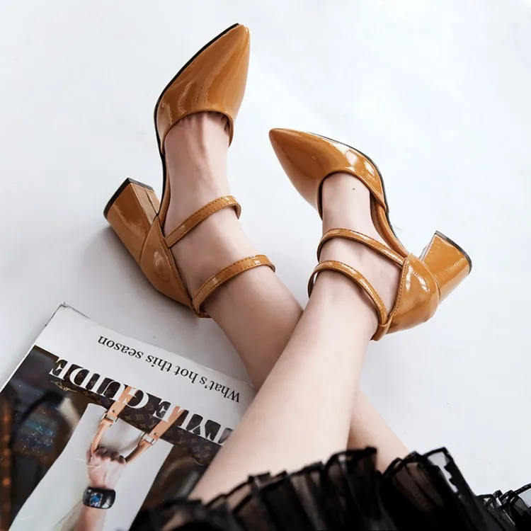 Oversize Large size Big size High-heeled shoes Pointed toe Thick Heel Fashion trend Comfortable Light Weight