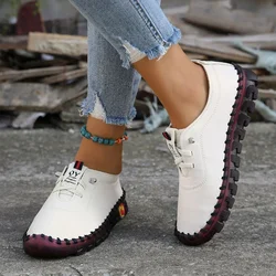 Platform Sneakers Women Shoes Loafers Lace Up Leather Flat Slip-On 2023 New Autumn Casual Mom Shoe Mujer Zapatos Chaussure Femme