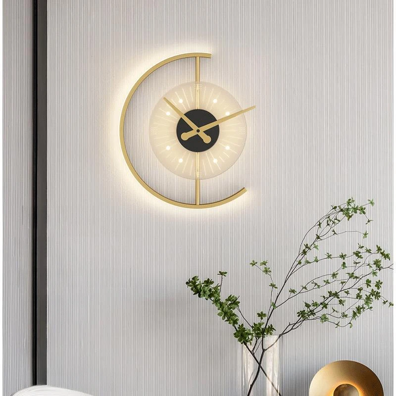 

SANDYHA Nordic Clock Wall Lamp Living Room Background Wall Bedroom Headboard Light Modern Minimalist Decorative Lighting Fixture