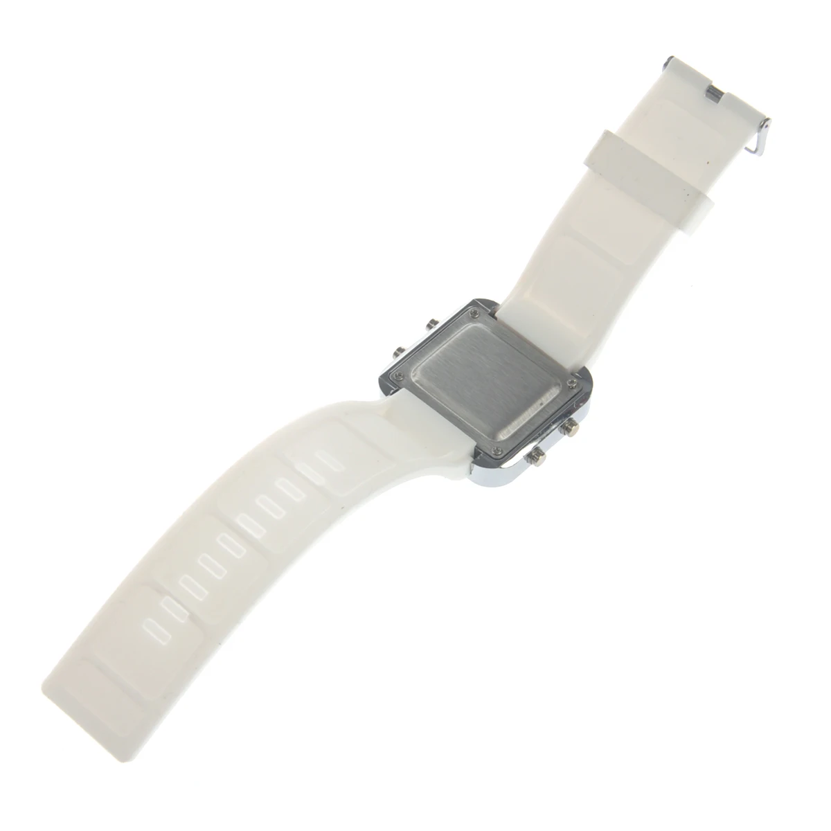 

Unisex Red LED Mirror Watch White Silicone Band Date Year Display Adjustable Comfortable Band LED Mirror Watch