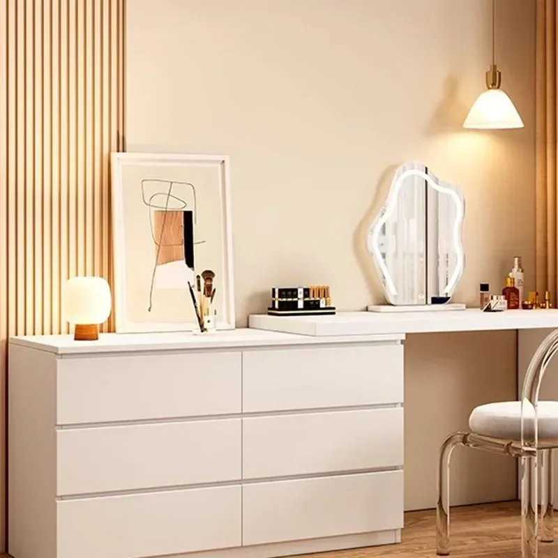 Men Baby Mirror Dresser Table Beige Waterprrof White Storage Dressing Table