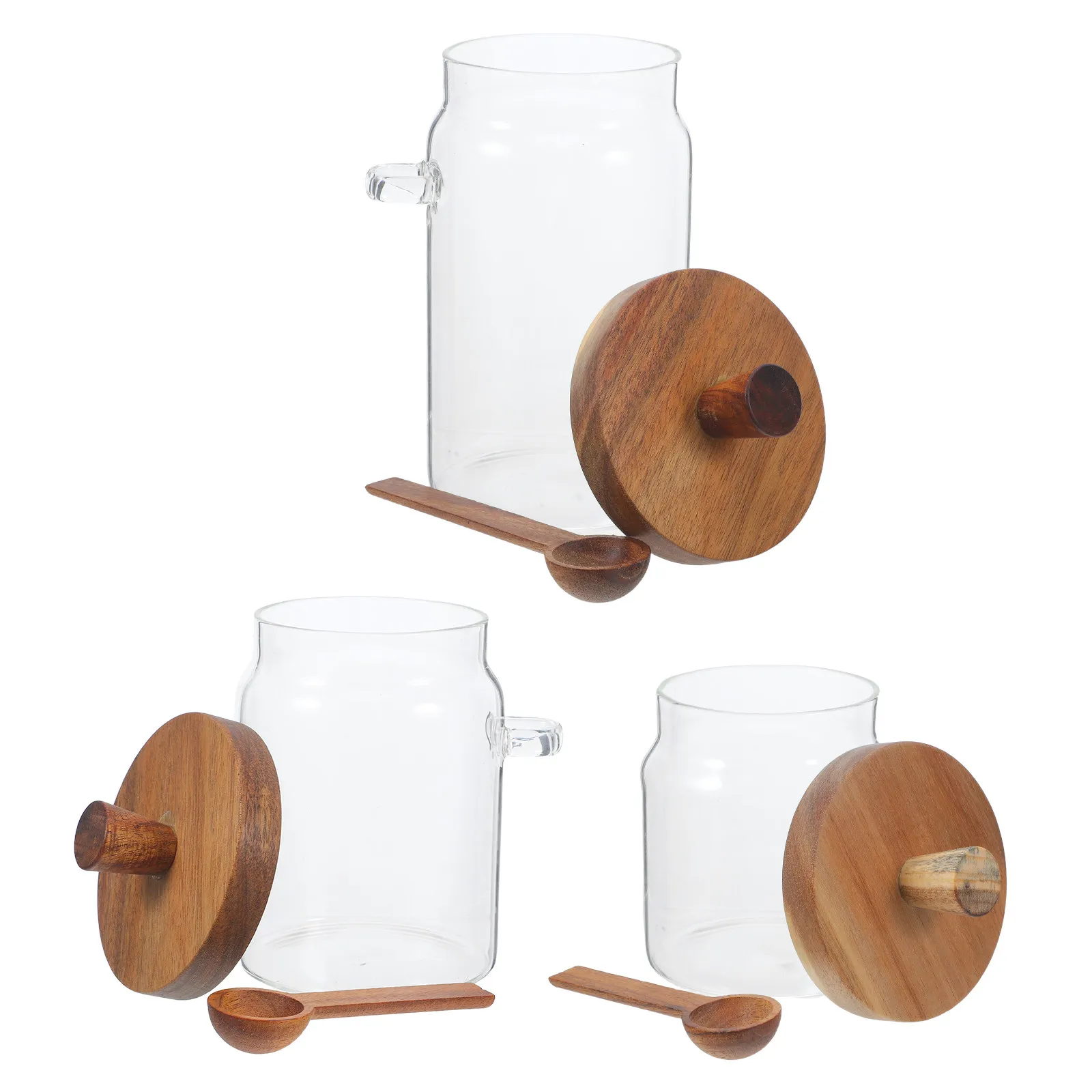 3Pcs Laundry Powder Container Glass Storage Jars with Wooden Lids and Scoop Clear Airtight Jar for Detergent Dryer Sheets