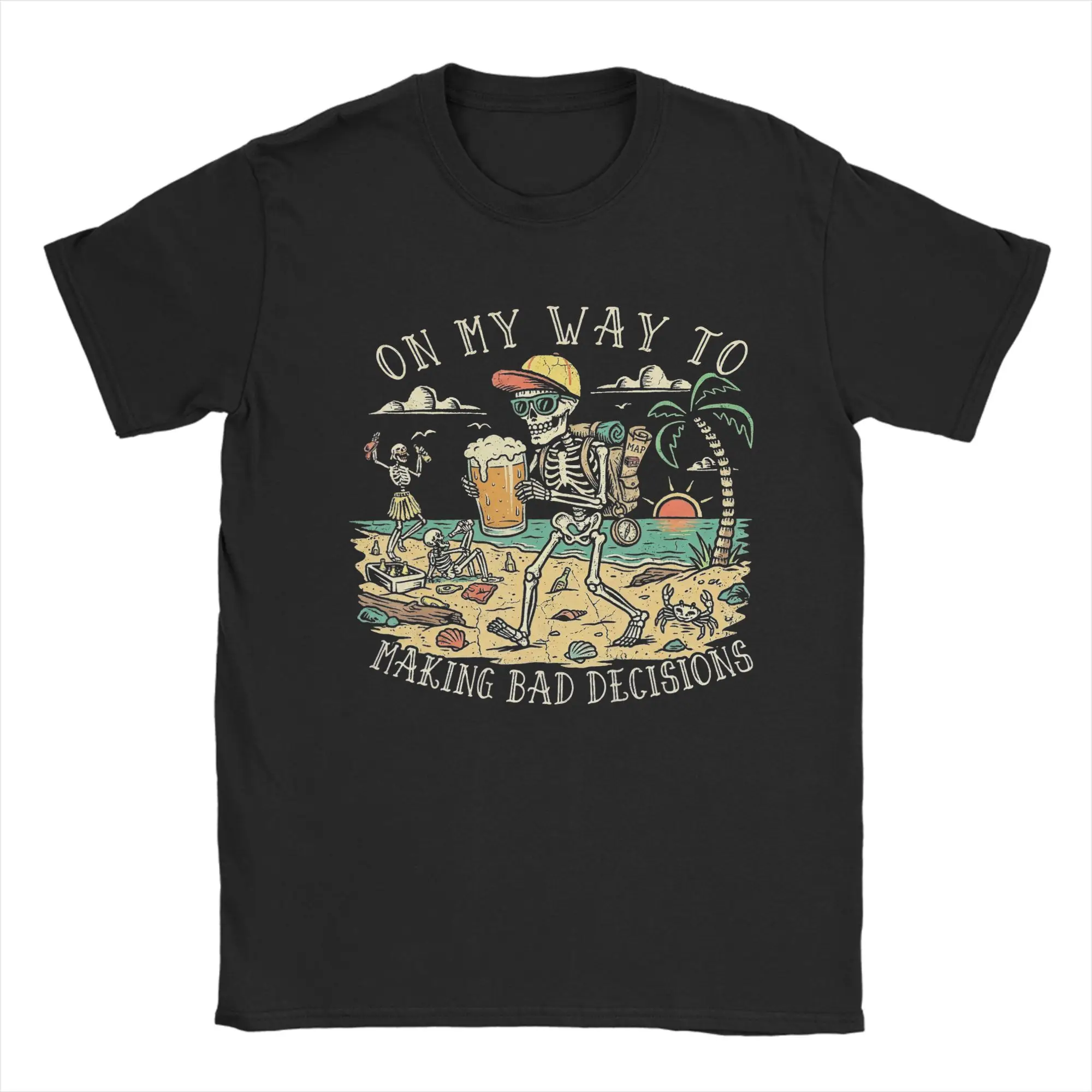 On My Way to Making Bad Decisions  T-Shirts for Men  Leisure 100% Cotton Tees Crewneck Short Sleeve T Shirts New Arrival Clothes