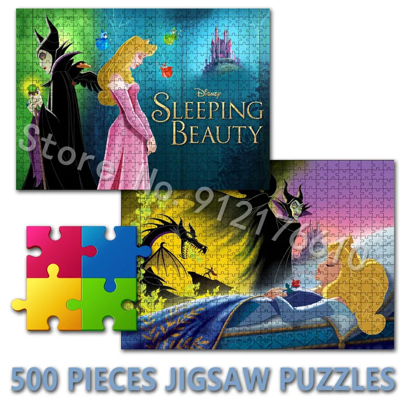 Sleeping Beauty 500 Piece Jigsaw Puzzles Disney Princess Cartoon Movie Puzzle Paper Decompress Educational Toys Kids Gifts