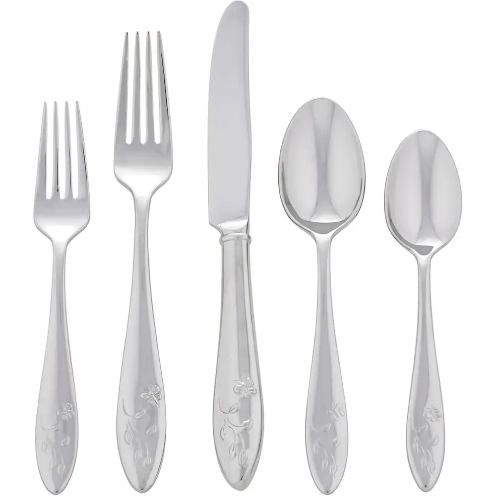 

65-Piece Stainless Steel Flatware Set, Service for 12, Dishwasher Safe, with Serving Tools