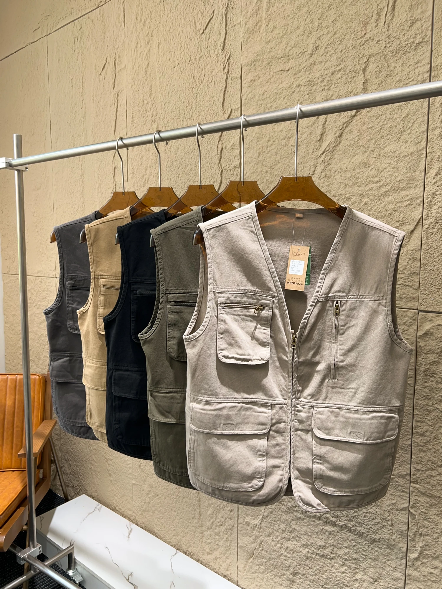 

Outdoor Workwear Cotton Canvas Vest Men's Summer Casual Sleeveless Vest Multi-Pocket Design Breathable Comfortable Unisex