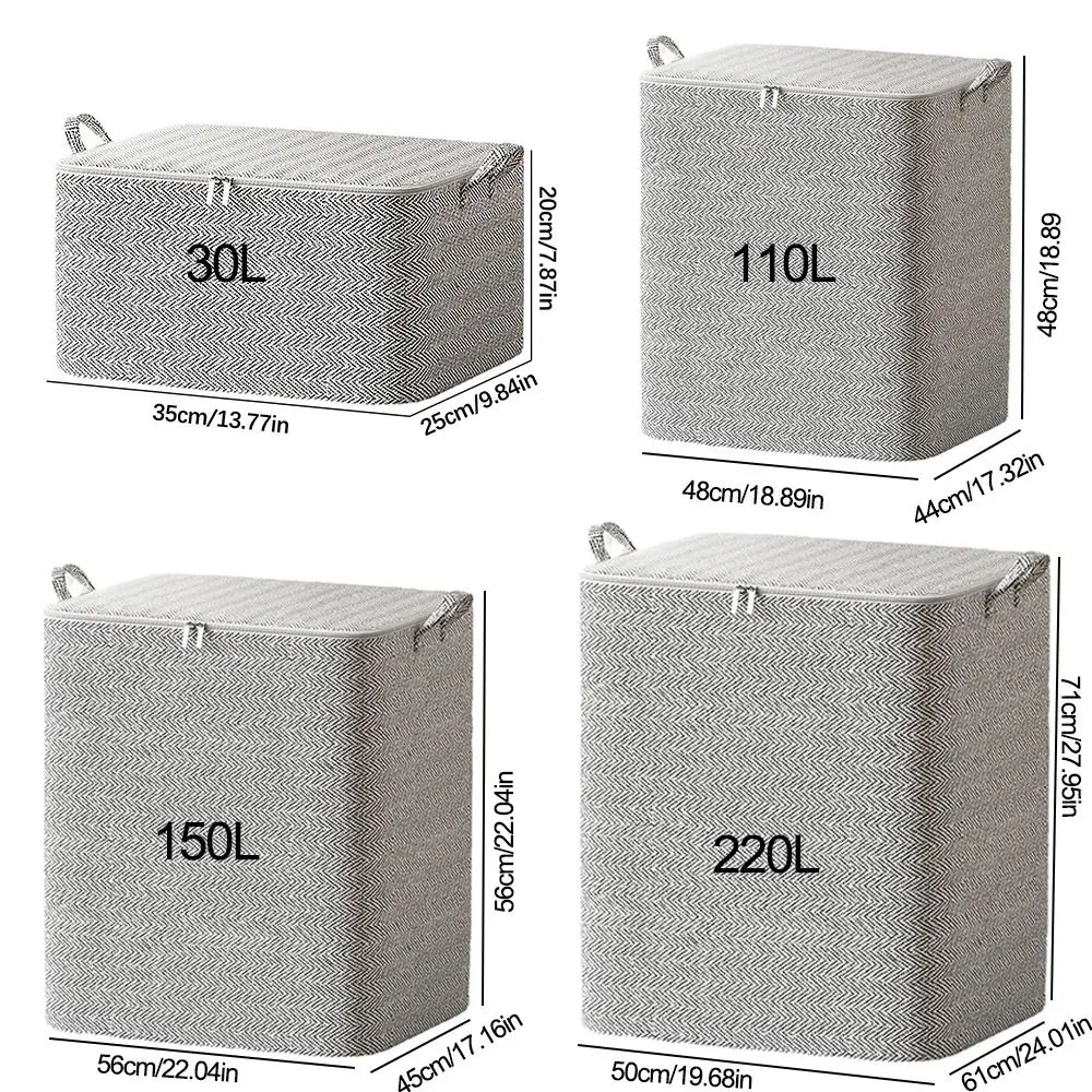 Large-Capacity Clothes Storage Bag Closet Organizers With Handle Quilt Storage Basket with Lids Zipper Dust-proof