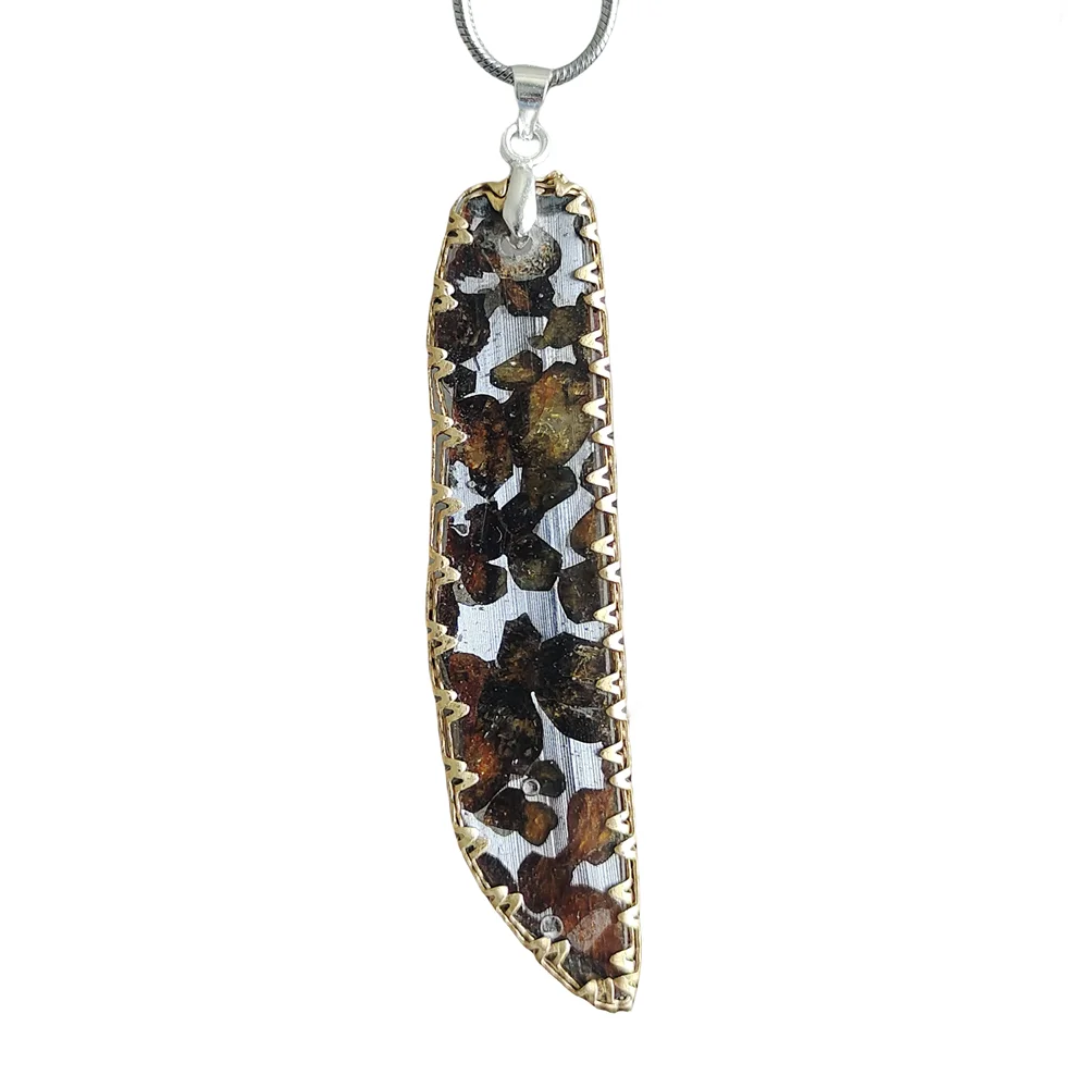 Brenham Olive Meteorite Pendant Natural Meteorite Material Specimen Olive Meteorite Necklace- CB138