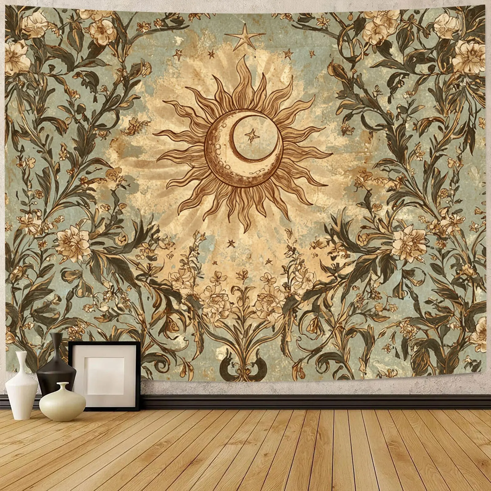 Sun Moon Tapestry Bohemian Mystical Wall Hanging Polyester Fabric Living Room Bedroom Dorm Decor tapestry wall hanging