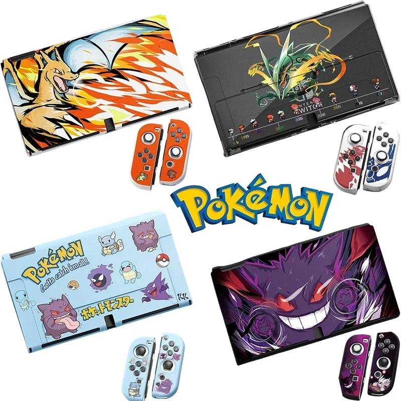 Pokemon Pikachu Switch Anime Cartoon Silicone Shell for Switch OLED Game Console Anti-fall NS  Anti-skid ABS Anime Accessories