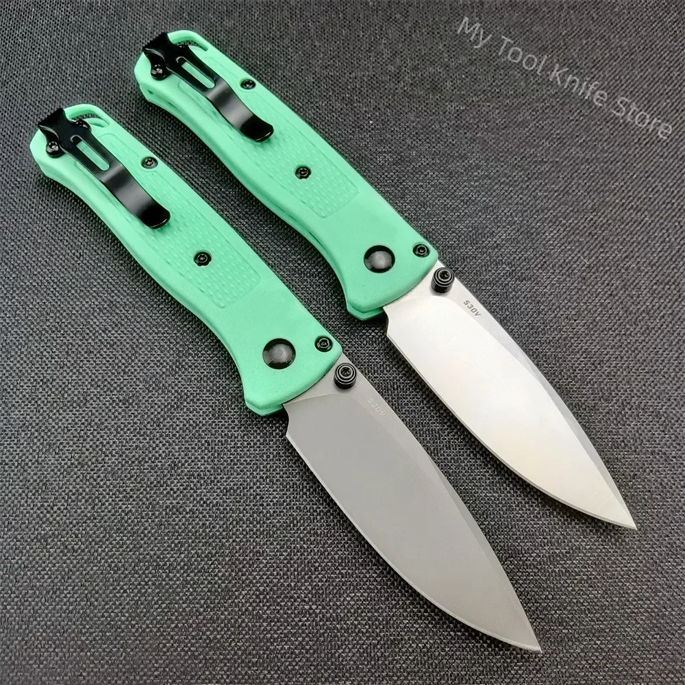 BM 533 Folding Pocket Knives CPM-S30V Drop Point Plain Blade Nylon Wave Fibre Green Handle Outdoor Camping Multi-fuctional Tool