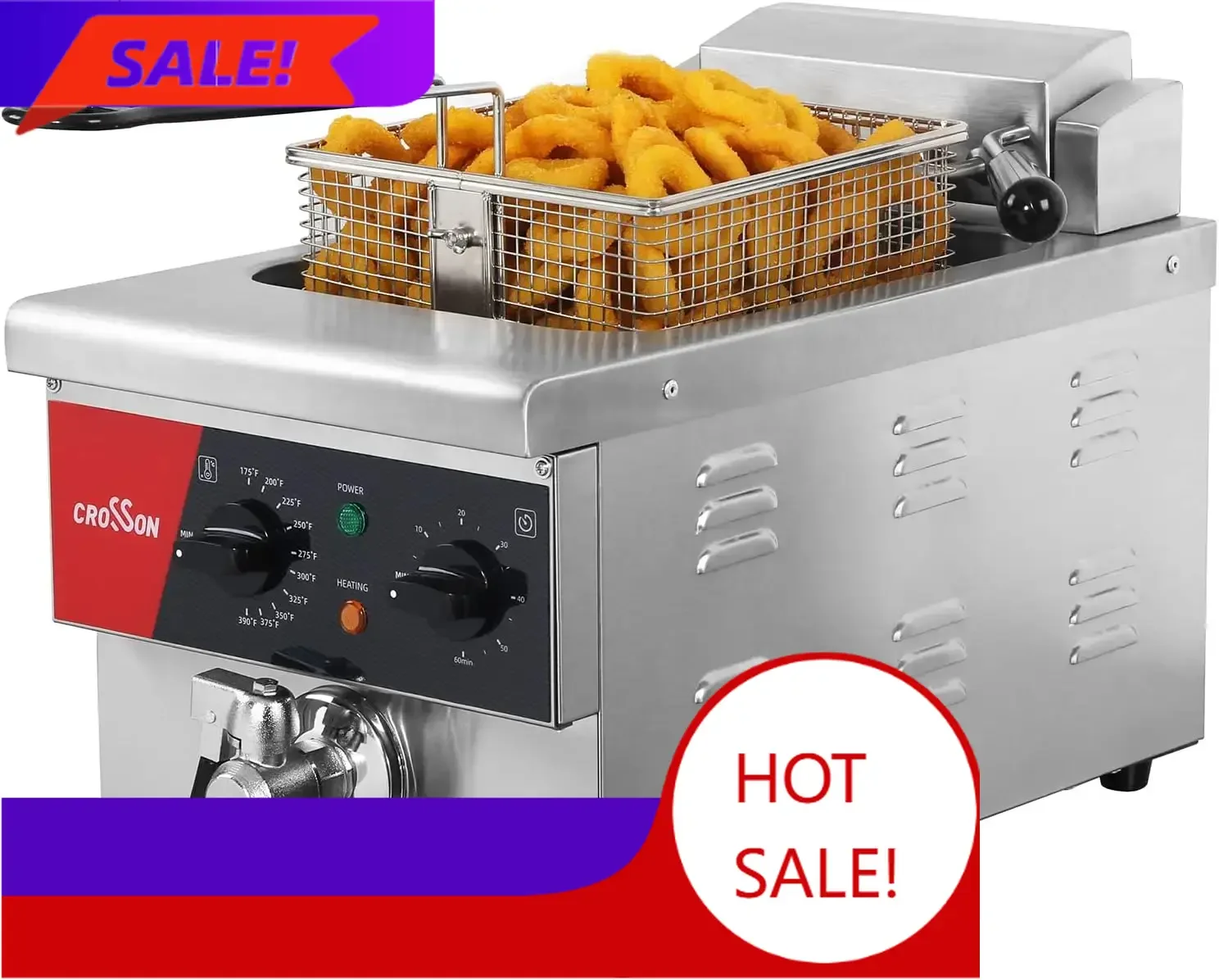 

BestsellerBestseller6L Electric Countertop Deep Fryer Extra Large with Drain,Timer,Basket and Lid for Restaurant Use 120V,1800W