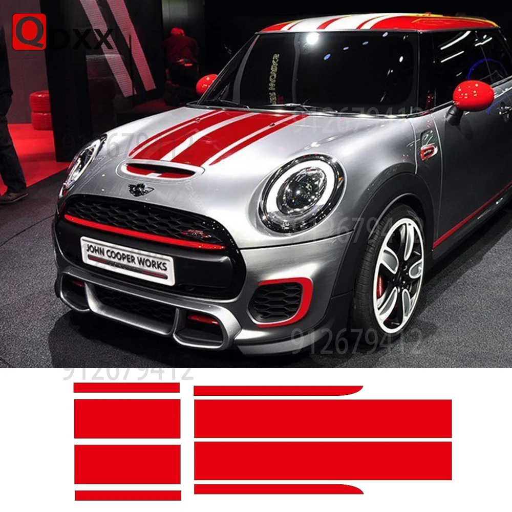 

Капот автомобиля в полоску, крышка двигателя, наклейка на багажник для MINI John Cooper Works F56 F55 F57 R56 R57 R58 R59 JCW, аксессуары