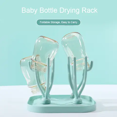 아기 병 건조 선반 – 블루 및 핑크 색상, 병 세척 및 배수 용으로 적합한 드라이어 저장 랙 (드롭쉬핑 가능)