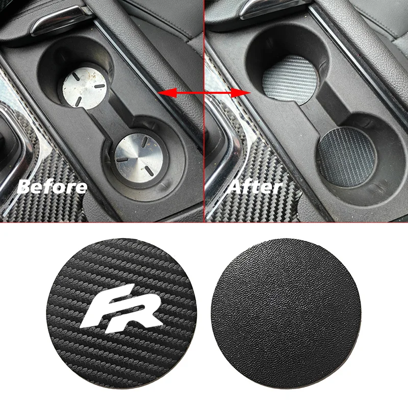 2PCS PU Leather Car Coasters For Seat Leon FR IBIZA ALeta 2012 2013 2014 2015 2016 2017 2018 2019 2020 2021 2022 2023 2024 2025