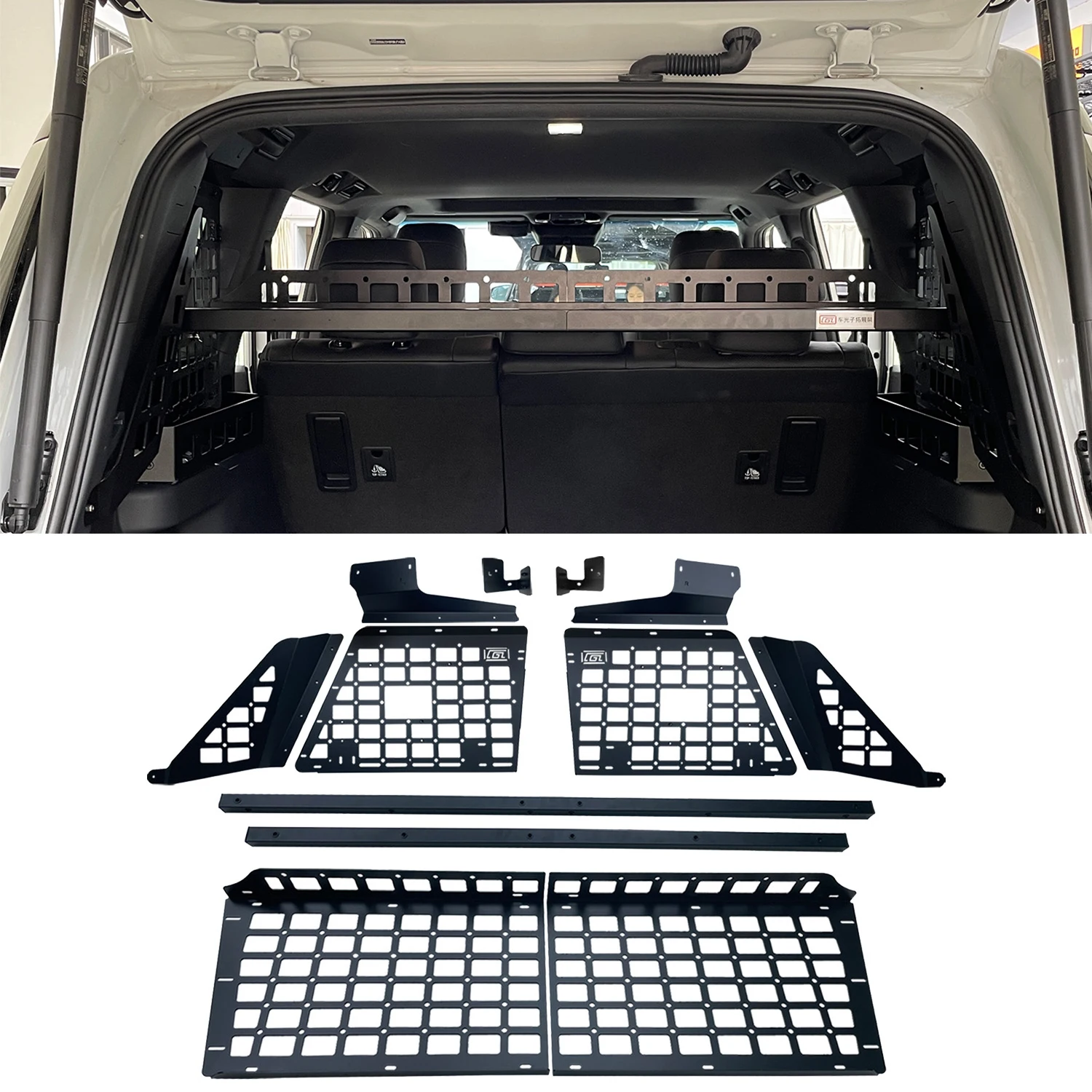 

CGZ For Toyota Land Cruiser 250 Prado LC250 2024 Car Molle Panel Rear Trunk Shelf Storage Debri Racks Cargo Organizers 1 Set