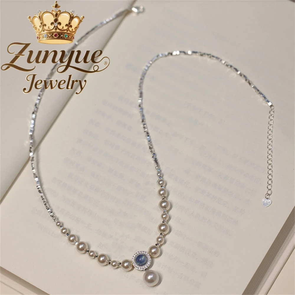 

Pearl S925 Silver Necklace Features Light Luxury Design Collarbone Chain Sweater Chain High-End And Versatile Accessory Charms